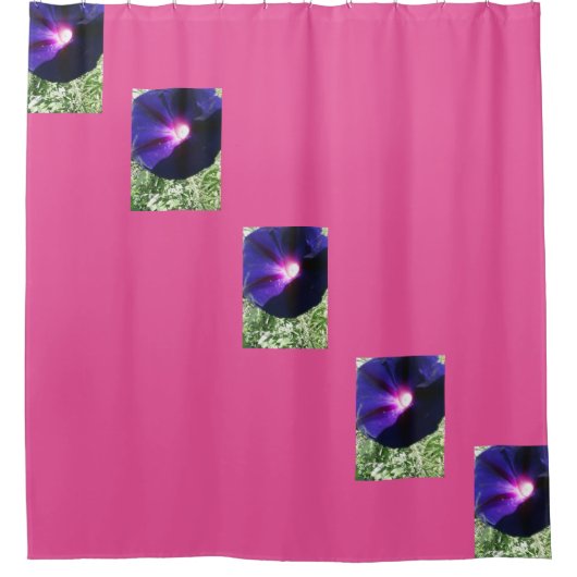 Roze en Paarse Bloemen Douchegordijn (Voorkant)