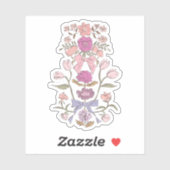 Roze en paarse bloemen en linten sticker (Vel)