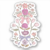 Roze en paarse bloemen en linten sticker (Voorkant)