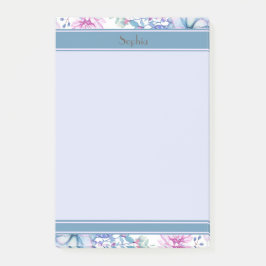Roze en paarse bloemen en succulenten post-it® notes