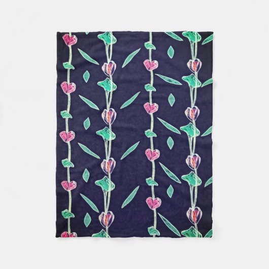 Roze en paarse bloemen fleece deken (Voorkant)