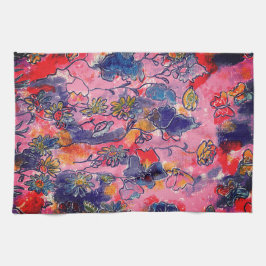 Roze en paarse bloemen Garden Oorspronkelijke Wate Theedoek