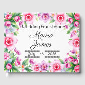 Roze en Paarse bloemen gastenboek (Voorkant)