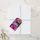 Roze en paarse bloemen gepersonaliseerd cadeaulabel (Met Touw)