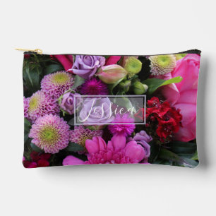 Roze en paarse bloemen gepersonaliseerd etui