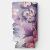  Roze en Paarse Bloemen Gepersonaliseerd Seltzer Blikjeskoeler (Achterkant)