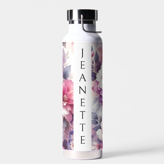  Roze en Paarse Bloemen Gepersonaliseerd Waterfles (Links)
