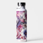  Roze en Paarse Bloemen Gepersonaliseerd Waterfles (Rechts)