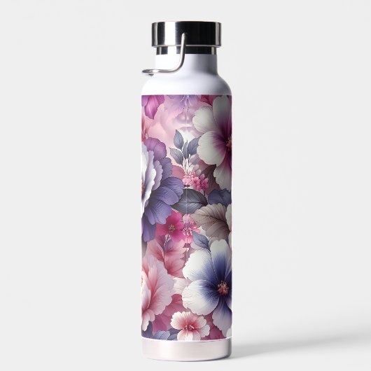  Roze en Paarse Bloemen Gepersonaliseerd Waterfles (Rechts)