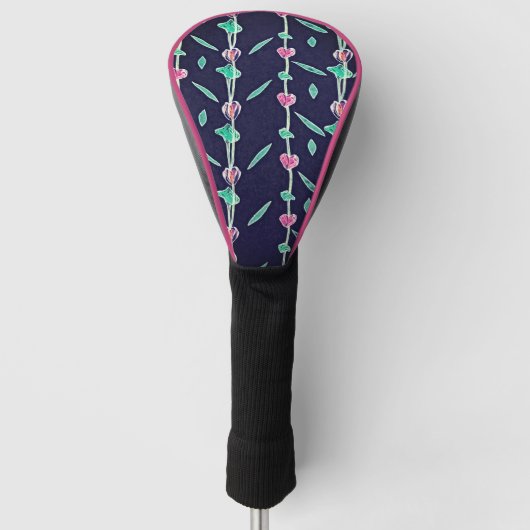 Roze en paarse bloemen golfheadcover (Voorkant)