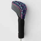 Roze en paarse bloemen golfheadcover (Schuin)