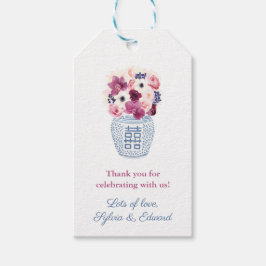 Roze en paarse bloemen Herfst Winter Vrijgezellenf Cadeaulabel