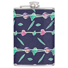 Roze en paarse bloemen heupfles