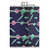 Roze en paarse bloemen heupfles (Achterkant)