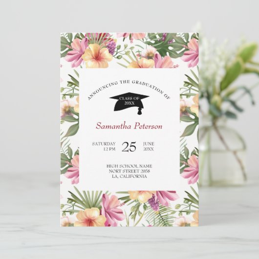 Roze en paarse bloemen kaart (Staand voorkant)