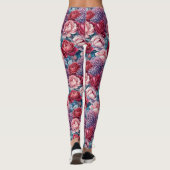 Roze en Paarse Bloemen Leggings (Achterkant)