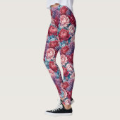 Roze en Paarse Bloemen Leggings (Links)