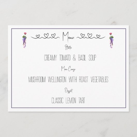 Roze en paarse bloemen  menu (Voorkant)