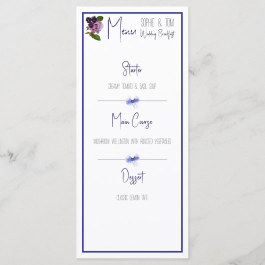 Roze en paarse bloemen  menu (Voorkant)