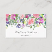 Roze en paarse bloemen Modern handschrift Visitekaartje (Voorkant)