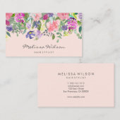 Roze en paarse bloemen Moderne handschrift Blush Visitekaartje (Voorkant / Achterkant)