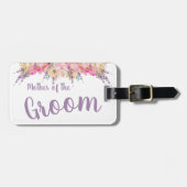 Roze en Paarse Bloemen Moeder van de bruidegom Bagagelabel (Voorkant horizontaal)
