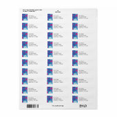 Roze en paarse bloemen op Blauwgroen blauw Etiket (Full Sheet)