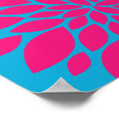 Roze en paarse bloemen op Blauwgroen blauw Poster (Hoek)