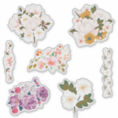 Roze en paarse bloemen op maat gesneden vinylstick sticker (Voorkant)