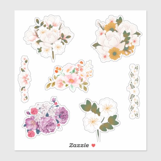 Roze en paarse bloemen op maat gesneden vinylstick sticker (Vel)