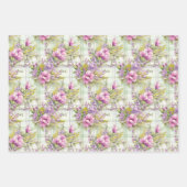 Roze en paarse bloemen op Plaid Inpakpapier Vel (Voorkant 2)