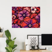 Roze en Paarse Bloemen Poster (Thuiskantoor)