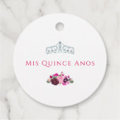 Roze en Paarse Bloemen Quinceanera Bedankjes Labels (Achterkant)