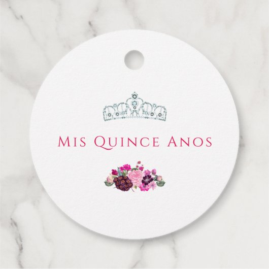 Roze en Paarse Bloemen Quinceanera Bedankjes Labels (Achterkant)