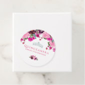 Roze en Paarse Bloemen Quinceanera Bedankjes Labels (In situ)