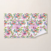  Roze en Paarse Bloemen Regenboog Eenhoorn Bad Handdoek (Handdoek)