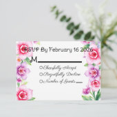 Roze en Paarse Bloemen Respons Kaart (Staand voorkant)