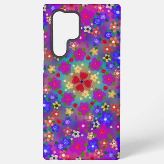  roze en paarse bloemen samsung galaxy hoesje (Achterkant)