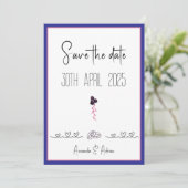 Roze en paarse bloemen  save the date (Staand voorkant)