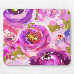 Roze en paarse bloemen uitbundig muismat