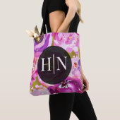 Roze en paarse bloemen uitbundig tote bag (Dichtbij)