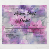 Roze en paarse bloemen Waterbestendig Etiket rond  (Enkel label)