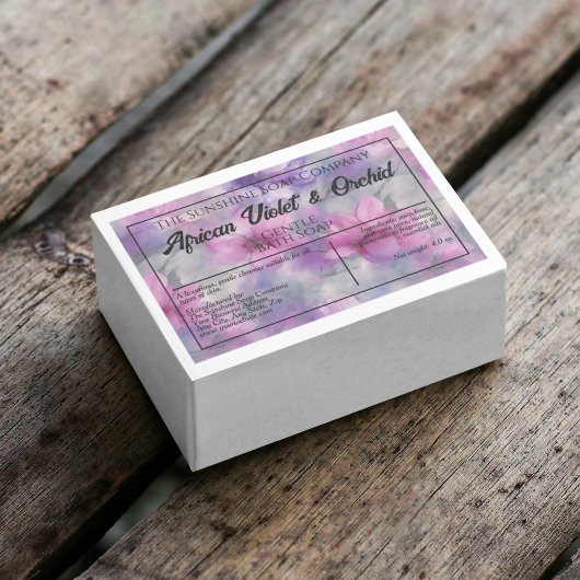 Roze en Paarse Bloemen waterdichte zeepdoos label Voedselcontainer Etiket