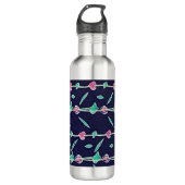 Roze en paarse bloemen waterfles  (Voorkant)