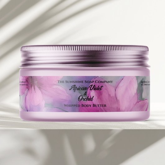 Roze en paarse bloemen Wrap-around potlabel Adreslabel Wikkel