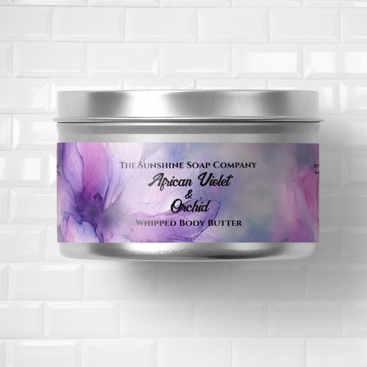 Roze en Paarse Bloemen Wraparound Jar Label Adreslabel Wikkel