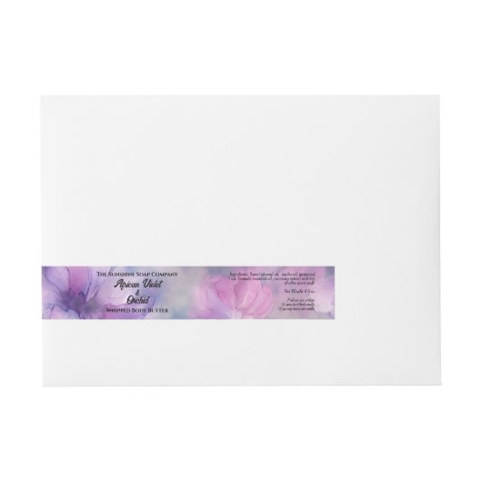 Roze en Paarse Bloemen Wraparound Jar Label Adreslabel Wikkel (Voorkant)