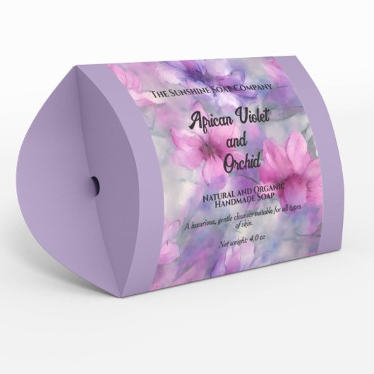 Roze en Paarse Bloemen Zeep Product Label