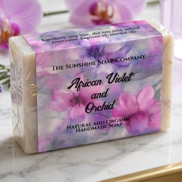 Roze en Paarse Bloemen Zeep Productlabel Etiket