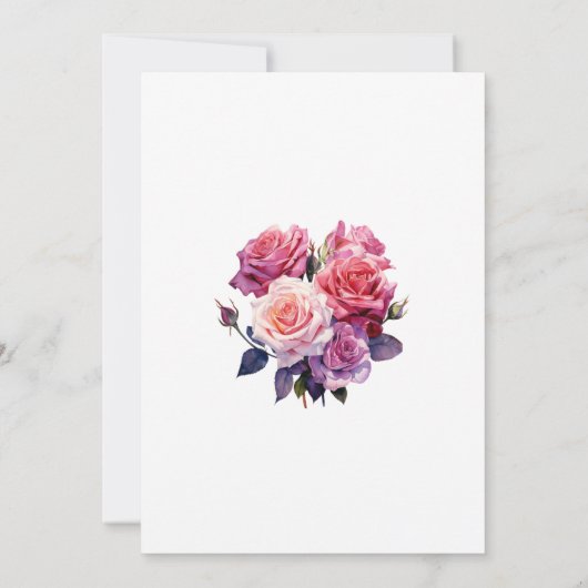 Roze en Paarse Bloemenbruiloft repetitie Diner Kaart (Achterkant)